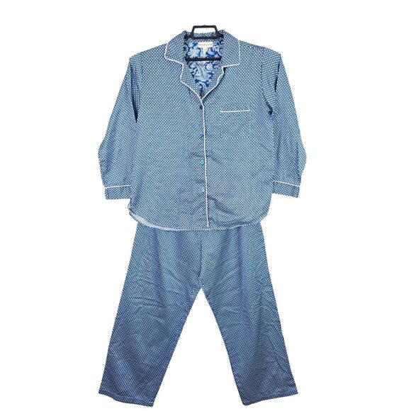 Miss Elaine Other - Womens 2 Pc Miss Elaine Blue Micro Dot Pajama Shirt & Pant Set Sleepwear Size M